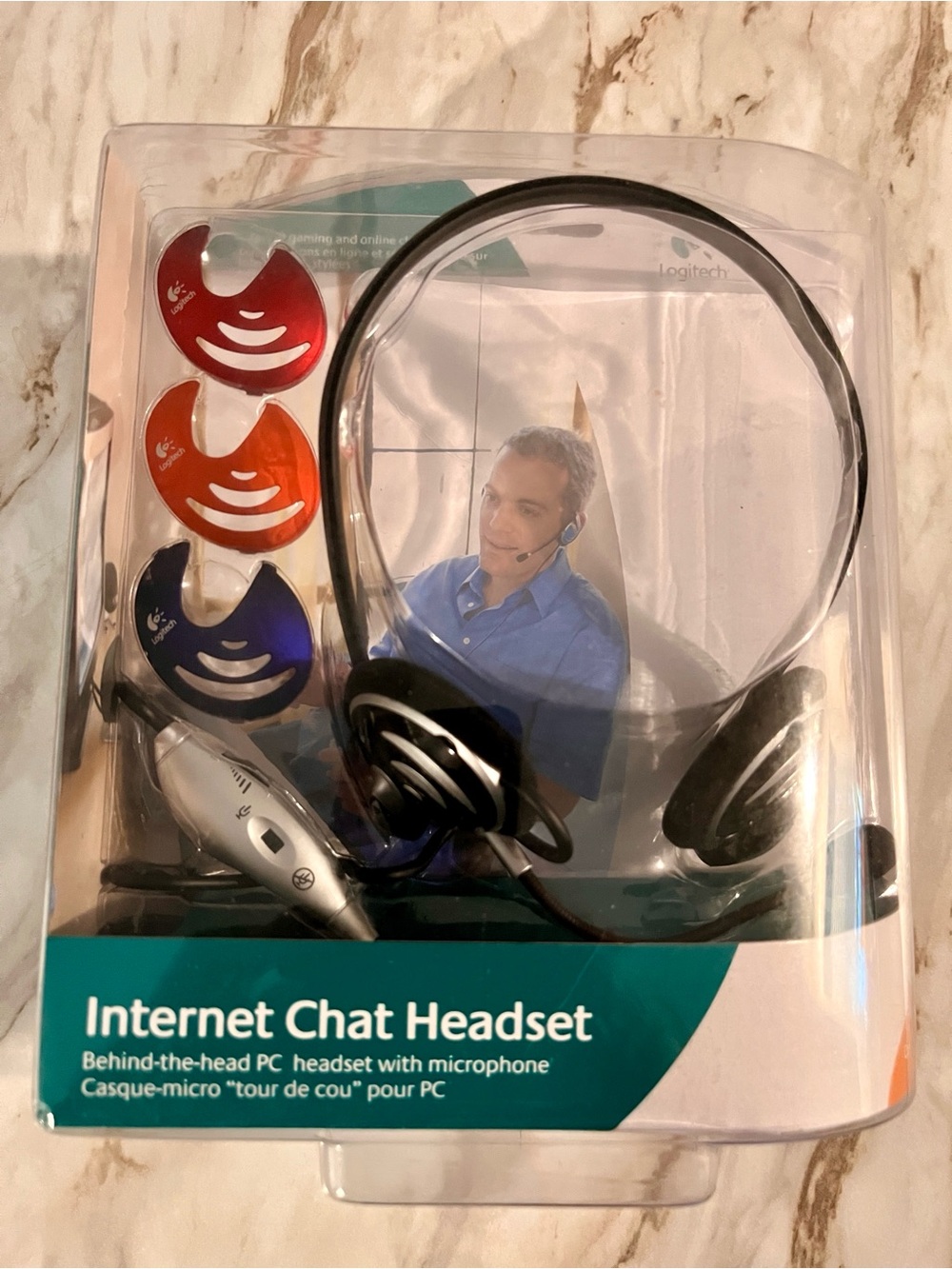 Logitech Internet Chat Headset w/ Microphone Behind the Head Color Changeable